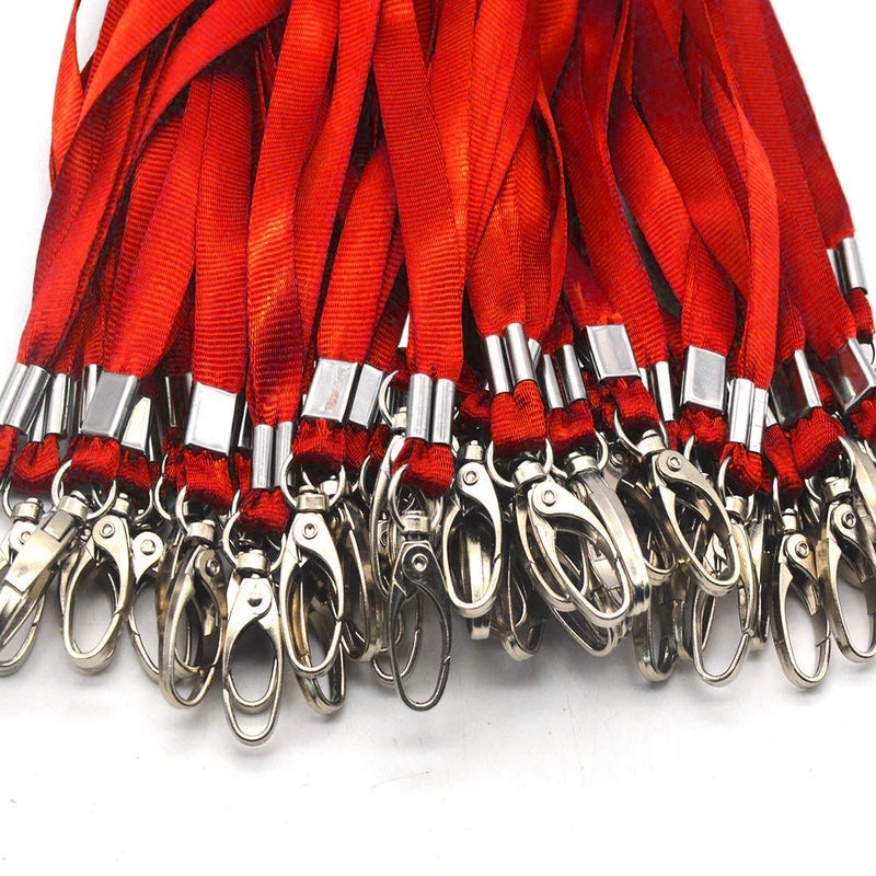 Bird Fiy Red Lanyards 50Pcs Nylon Bulk Lanyard for Id Badges,Badge Lanyards Swivel Hooks Clips Great for Name Tags Badge (50PCS, Red) - Image 3